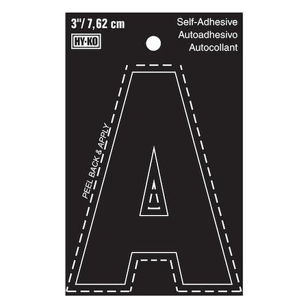 Hy-Ko 3In Black Vinyl Letter A, 10PK A30411